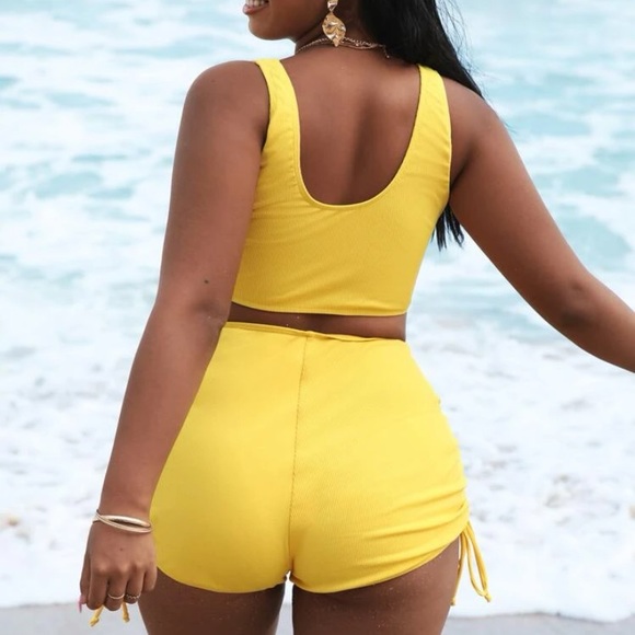 Rib Drawstring Bikini Swimsuit - Picture 2 of 5